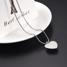 Load image into Gallery viewer, Silver Heart My Fur Angel &amp; Paws Cremation Urn Necklace