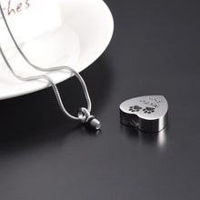 Load image into Gallery viewer, Silver Heart My Fur Angel &amp; Paws Cremation Urn Necklace