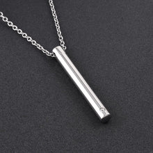 Load image into Gallery viewer, Silver Minimalist Cremation Urn Necklace With Rhinestone Gem
