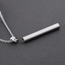Load image into Gallery viewer, Silver Minimalist Cremation Urn Necklace With Rhinestone Gem