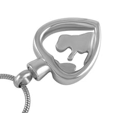 Load image into Gallery viewer, Silver Mother and Child Cremation Urn Necklace With Rhinestone Heart