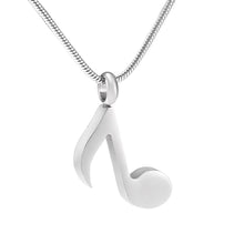 Load image into Gallery viewer, Silver Musical 8th Note Cremation Urn Necklace