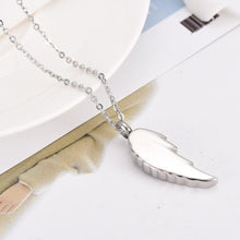 Load image into Gallery viewer, Silver Rose &amp; Angel Wing Cremation Urn Necklace