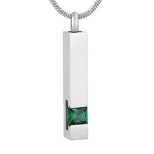 Load image into Gallery viewer, Silver Square Column With Rhinestone Cremation Urn Necklace