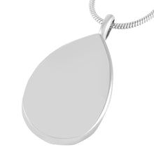 Load image into Gallery viewer, Silver Teardrop Cremation Urn Necklace With Rhinestones &amp; Purple Gemstone