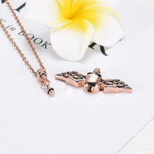 Load image into Gallery viewer, Skull With Wings Cremation Urn Necklace
