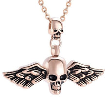 Load image into Gallery viewer, Skull With Wings Cremation Urn Necklace