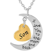 Load image into Gallery viewer, Son/Daughter Crescent Moon &amp; Heart Charm Cremation Urn Necklace