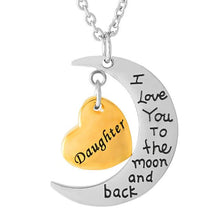 Load image into Gallery viewer, Son/Daughter Crescent Moon &amp; Heart Charm Cremation Urn Necklace