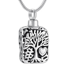 Load image into Gallery viewer, Square Shaped Tree of Life Cremation Urn Necklace