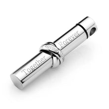 Load image into Gallery viewer, Together Forever In Loving Memory Infinity Cylinder Cremation Urn Necklace