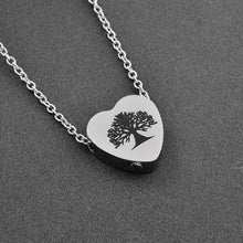 Load image into Gallery viewer, Tree of Life Inside A Heart Cremation Urn Necklace