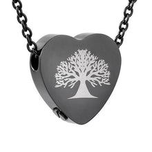 Load image into Gallery viewer, Tree of Life Inside A Heart Cremation Urn Necklace