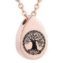 Load image into Gallery viewer, Tree of Life Teardrop Cremation Urn Necklace