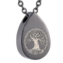 Load image into Gallery viewer, Tree of Life Teardrop Cremation Urn Necklace