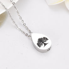 Load image into Gallery viewer, Tree of Life Teardrop Cremation Urn Necklace