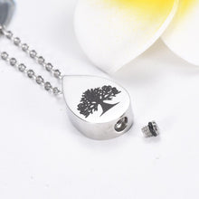Load image into Gallery viewer, Tree of Life Teardrop Cremation Urn Necklace