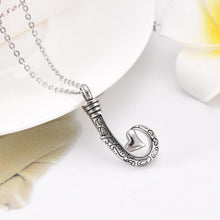 Load image into Gallery viewer, Unique Silver Fish Hook Cremation Urn Necklace