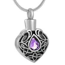 Load image into Gallery viewer, Vintage Heart Shaped Cremation Urn Necklaces With Rhinestone Gemstone