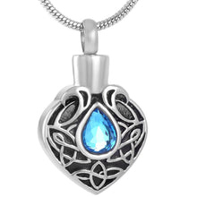Load image into Gallery viewer, Vintage Heart Shaped Cremation Urn Necklaces With Rhinestone Gemstone