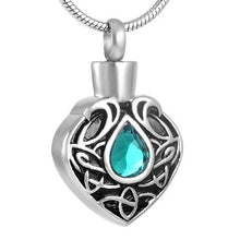Load image into Gallery viewer, Vintage Heart Shaped Cremation Urn Necklaces With Rhinestone Gemstone