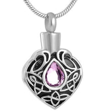 Load image into Gallery viewer, Vintage Heart Shaped Cremation Urn Necklaces With Rhinestone Gemstone