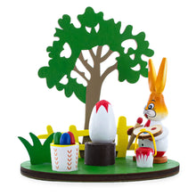 Load image into Gallery viewer, Wooden Bunny Figurine Decorating Easter Eggs