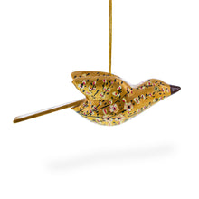 Load image into Gallery viewer, 6-Inch Long Golden Bird Wooden Christmas Ornament