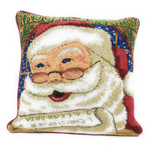 Load image into Gallery viewer, DaDa Bedding Naughty or Nice Santa Claus Christmas Woven Tapestry Throw Pillow Cover - 16" x 16"
