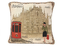Load image into Gallery viewer, DaDa Bedding Postcard of Milan Cathedral Elegant Throw Pillow Cushion Cover. 1-Piece 18"