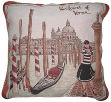 Load image into Gallery viewer, DaDa Bedding Postcard of Venice Italy Elegant Throw Pillow Cushion Cover, 18" 1-Piece
