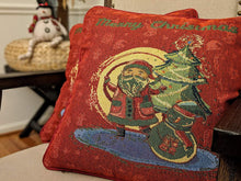 Load image into Gallery viewer, DaDa Bedding Red Santa Claus Christmas Woven Tapestry Throw Pillow Cover - 16" x 16" (17615)