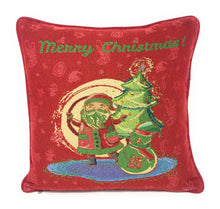 Load image into Gallery viewer, DaDa Bedding Red Santa Claus Christmas Woven Tapestry Throw Pillow Cover - 16" x 16" (17615)