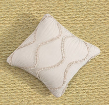 Load image into Gallery viewer, DaDa Bedding Set of 2 Charming Country Tufted Ivory Tan Ruffles Throw Pillow Covers - 18" x 18" (JHW873)