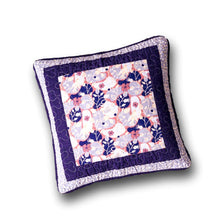 Load image into Gallery viewer, DaDa Bedding Set of 2-Pieces Peachy Blossoms Purple Floral Patchwork Throw Pillow Covers, 18" x 18" - Designed in USA (JHW877)