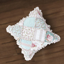 Load image into Gallery viewer, DaDa Bedding Set of 2-Pieces Hint of Mint Floral Patchwork Throw Pillow Covers, 18" x 18" (JHW3036)