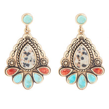 Load image into Gallery viewer, Dalmatian Jasper Colorful Golden Drop Earrings
