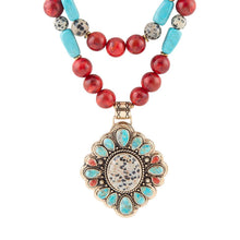 Load image into Gallery viewer, Dalmatian Jasper Colorful Golden Pendant Necklace