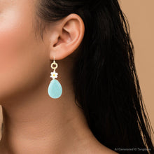 Load image into Gallery viewer, Dani Blue Turquoise Magnesite Flower Golden Drop Earrings