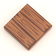 Load image into Gallery viewer, Hardwood Minifig Flooring (Rough, Dark) 2x2 Tile made using LEGO part