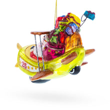 Load image into Gallery viewer, Santa Delivering Gifts on Airplane Glass Christmas Ornament
