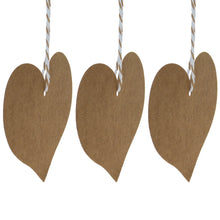 Load image into Gallery viewer, Set of 3 Kraft Paper Heart Shapes with Strings DIY Cutout Decorations 3 Inches
