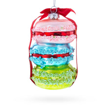 Load image into Gallery viewer, Gift Wrapped Macaroon Glass Christmas Ornament 4.2 Inches