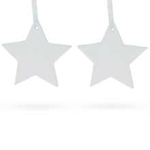 Load image into Gallery viewer, Set of 2 Blank Unfinished White Plaster Star Christmas Ornaments DIY Craft 3.9 Inches