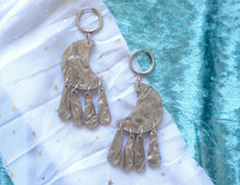 Load image into Gallery viewer, Silver Swirl Moon Statement Earrings