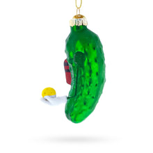 Load image into Gallery viewer, Pickle with Paddle Glass Christmas Ornament