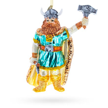 Load image into Gallery viewer, Viking Warrior with Hammer Glass Christmas Ornament