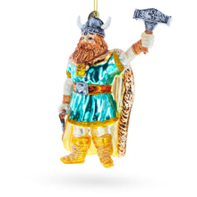 Load image into Gallery viewer, Viking Warrior with Hammer Glass Christmas Ornament