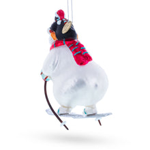 Load image into Gallery viewer, Skiing Polar Bear with Penguin Glass Christmas Ornament