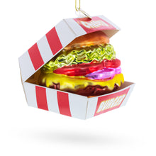 Load image into Gallery viewer, Cheeseburger in Box Glass Christmas Ornament